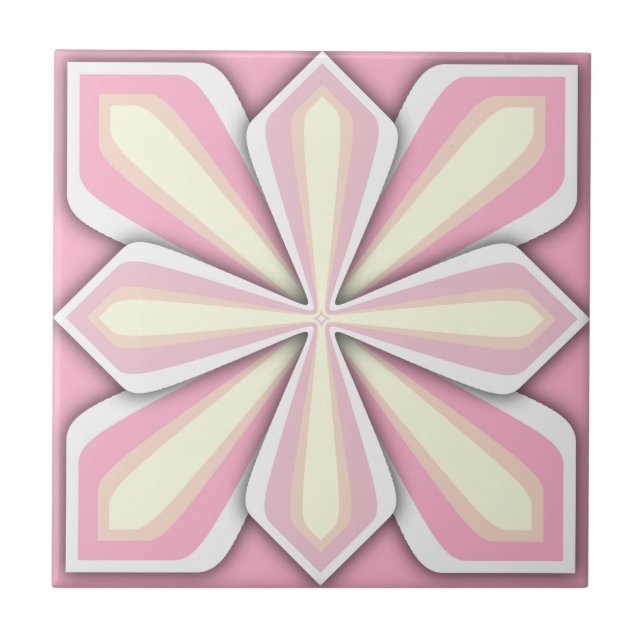 Tile, Abstract Flower, Pink Tile (Front)