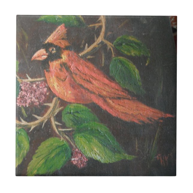 Tile Ann Hayes Painting Cardinal (Front)