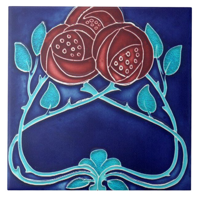 Tile art nouveau style decorative fireplace (Front)