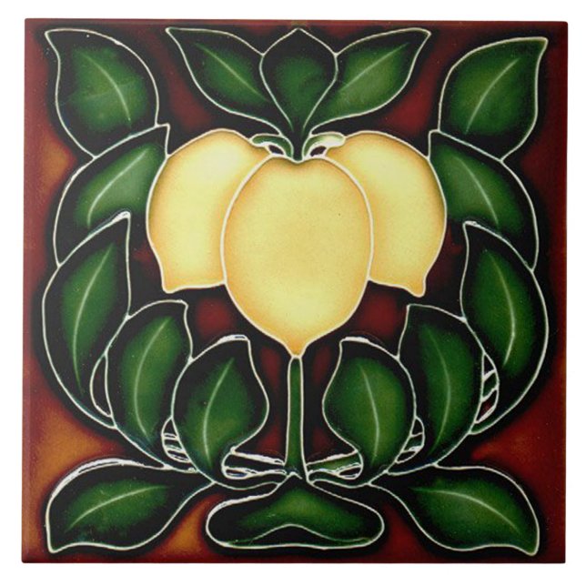 Tile art nouveau style decorative fireplace (Front)