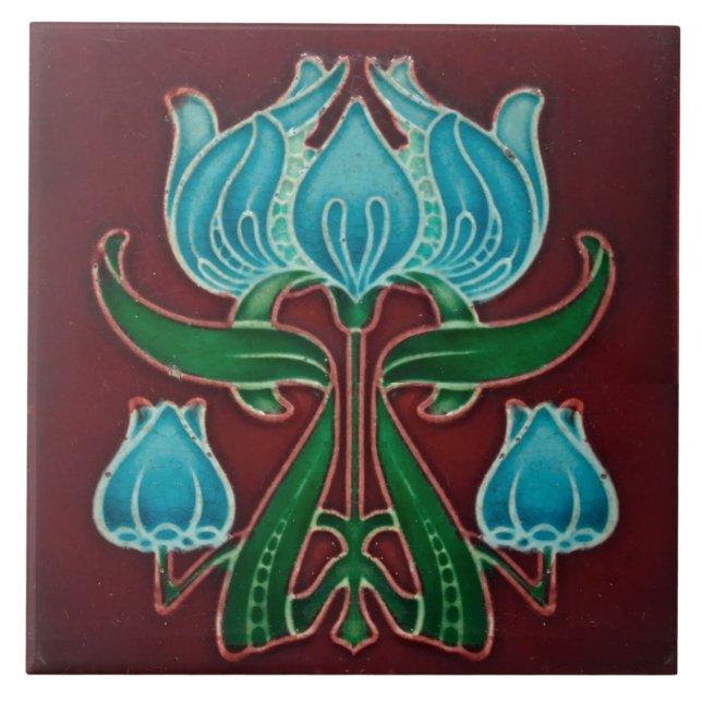 Tile art nouveau style decorative fireplace (Front)