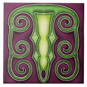 Tile art nouveau style decorative fireplace