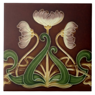 Tile art nouveau style decorative fireplace