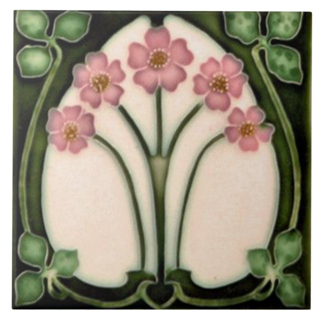 Tile art nouveau style decorative fireplace (Front)