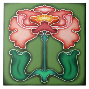 Tile art nouveau style decorative fireplace