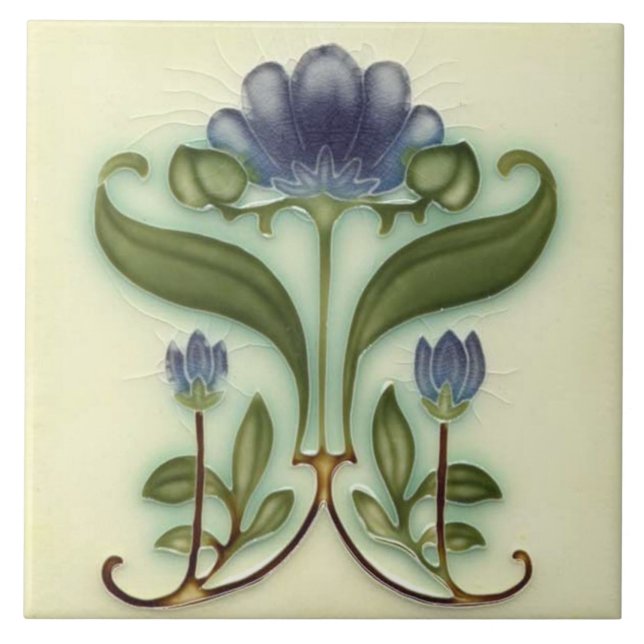Tile art nouveau style decorative fireplace (Front)