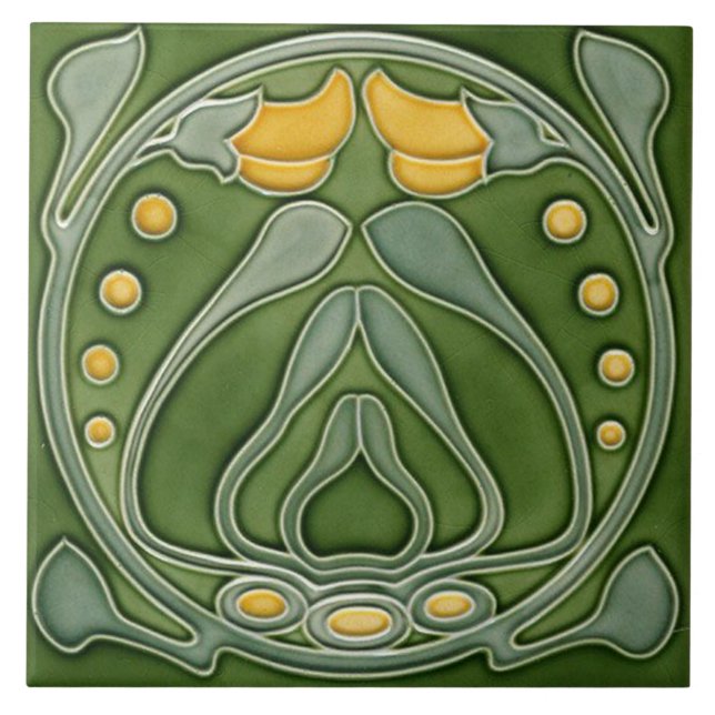 Tile art nouveau style decorative fireplace (Front)