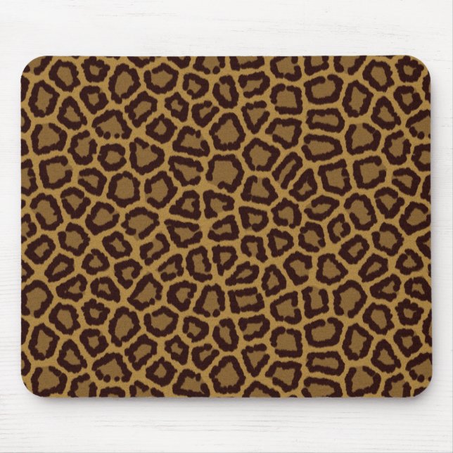 Tile background with a leopard fur mouse mat (Front)