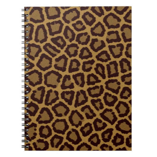 Tile background with a leopard fur notebook (Front)