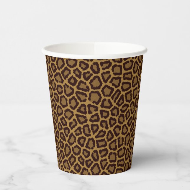 Tile background with a leopard fur paper cups (Left)