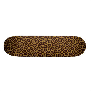 Tile background with a leopard fur skateboard