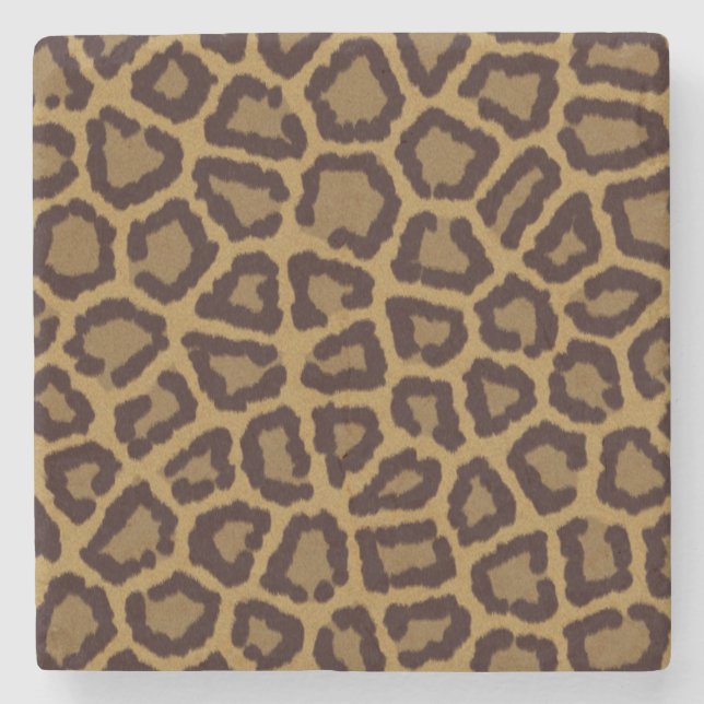 Tile background with a leopard fur stone coaster (Front)