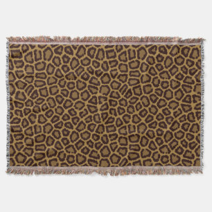 Tile background with a leopard fur throw blanket