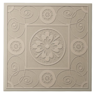 Tile brown beige ornament print