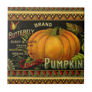 Tile Butterfly Pumpkin Vintage Produce Label