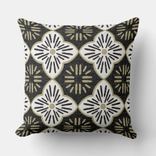 Tile casablanca graphic in black and white pattern cushion