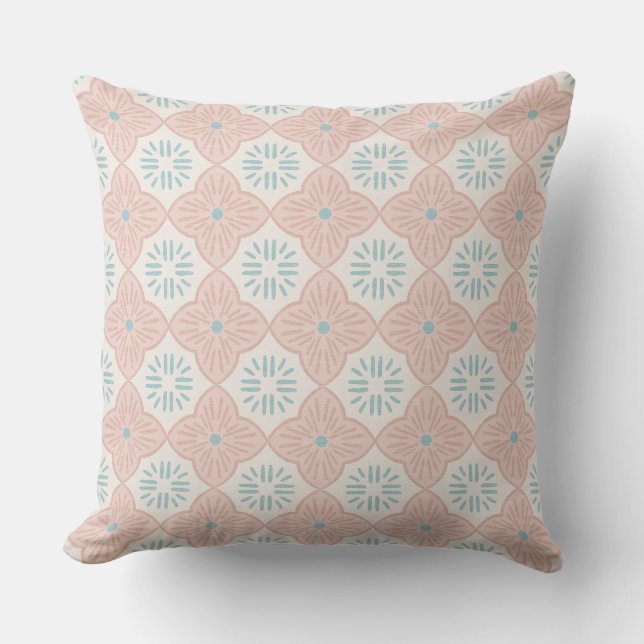 Tile casablanca graphic in pink pastel pattern cushion (Front)