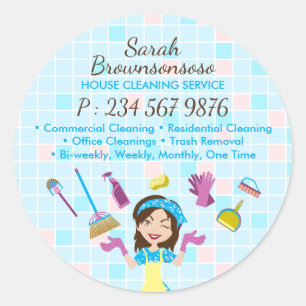 Tile Cleaning Business Janitorial Maid Advertising Classic Round Sticker