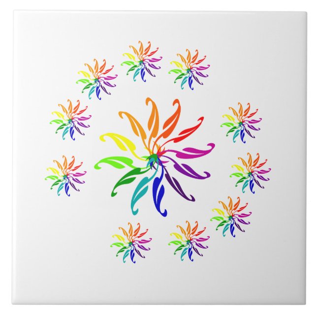 Tile - Colourful Leaf Motifs (Front)