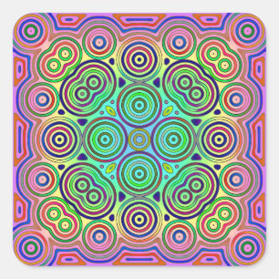 tile design of colourful concentric circles square sticker