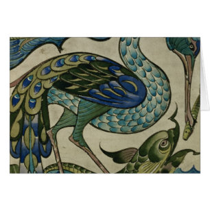 Tile design of heron and fish, by Walter Crane