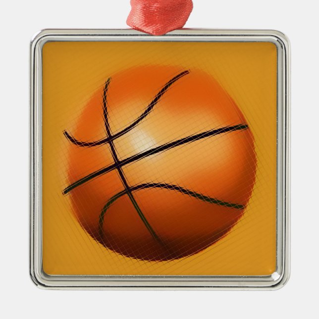 Tile Effect Basketball Metal Tree Decoration (Front)