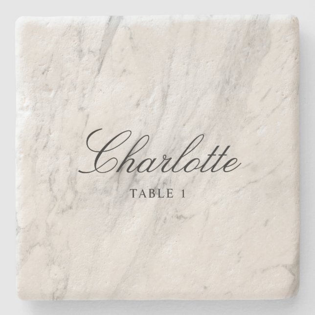 Tile Escort Card Unique Elegant Wedding Place Card Stone Coaster (Front)