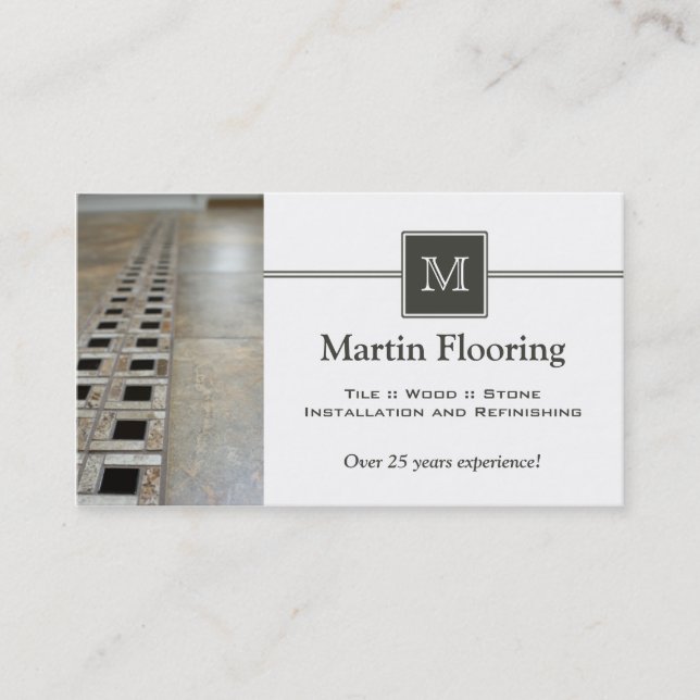 Tile flooring custom monogram business card (Front)