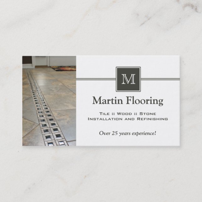 Tile flooring custom monogram business card (Front)