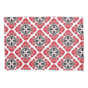 Tile floral pattern. Folk art bloom. Pillowcase