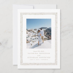 Tile frame simple beige destination wedding save the date