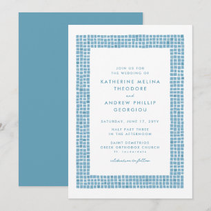 Tile frame simple Greek blue destination wedding Invitation