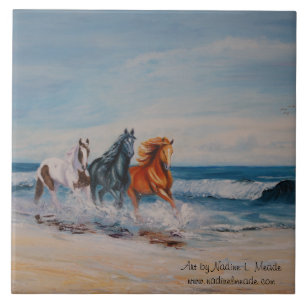 Tile, Horses in the Surf Tile