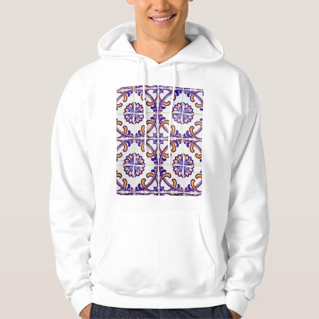 Tile pattern close-up, Portugal Hoodie (Front)