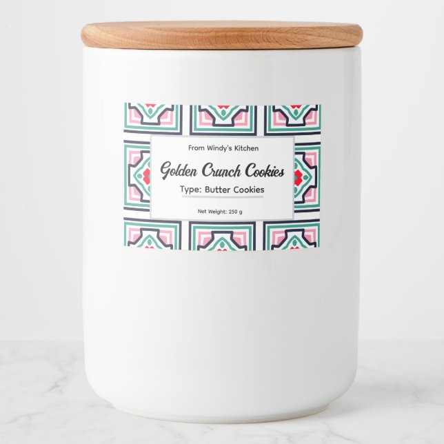 Tile Pattern Custom Food Container Label Set (Front)