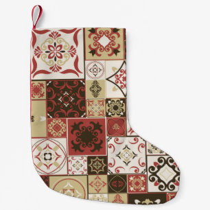 Tile PATTERN from marsala-brown-beige style Morocc Small Christmas Stocking