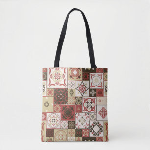 Tile PATTERN from marsala-brown-beige style Morocc Tote Bag