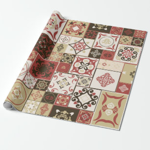 Tile PATTERN from marsala-brown-beige style Morocc Wrapping Paper