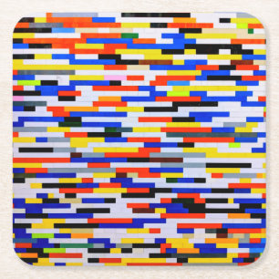 Tile Primary Colour Building Blocks Square Paper Coaster