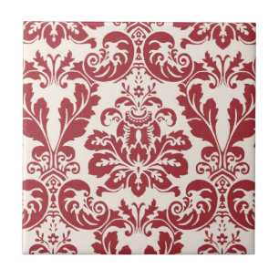 Tile...red and white damask tile