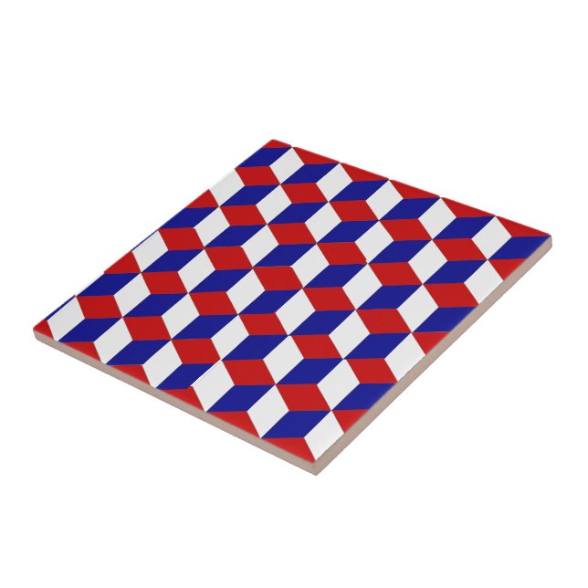 Tile - Red, white, blue blocks (Side)