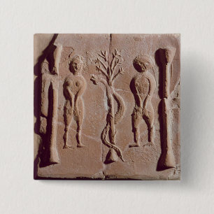 Tile representing Adam and Eve, Roman 15 Cm Square Badge