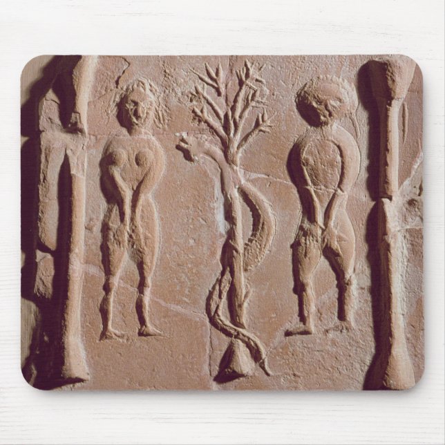 Tile representing Adam and Eve, Roman Mouse Mat (Front)