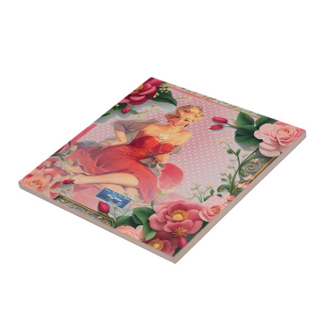 Tile Rose Framed(Lady in Red) RFPMDesigns ©️2024 (Side)