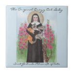 Tile Saint Gertrude Patron St. of Cats<br><div class="desc">Saint Gertrude Patron St. of Cats.  The Original Crazy Cat Lady. Watercolor by Miranda.</div>