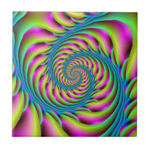 Tile Spiral in Pink Turquoise and Yellow