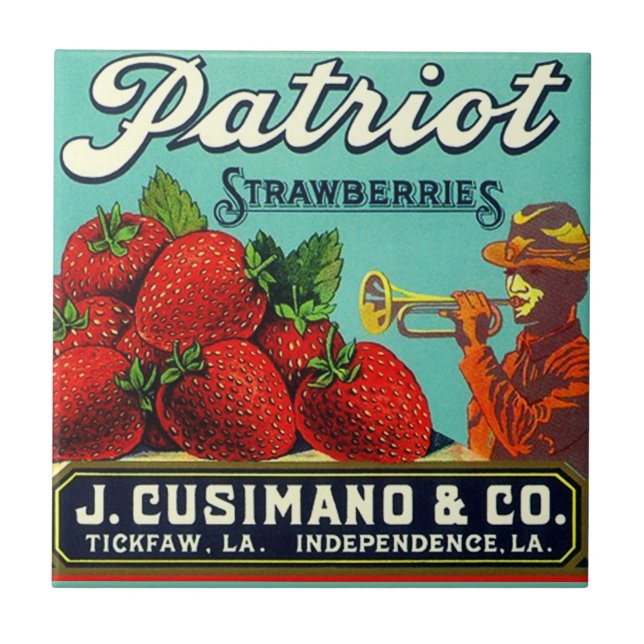 Tile Vintage Kitchen Louisiana Strawberry Label Ad (Front)