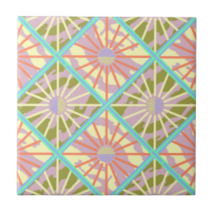 Tile Vintage Retro Colourful Atomic Era Starburst