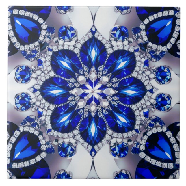 Tile with Blue White Colours modern Design (Front)