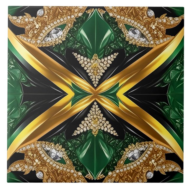 Tile with Jamaican Colours modern Design (Front)